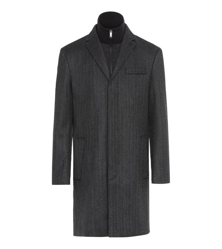 PORSCHE DESIGN Hybrid Textured Formal Coat Kabát společenský s výraznou texturou šedý