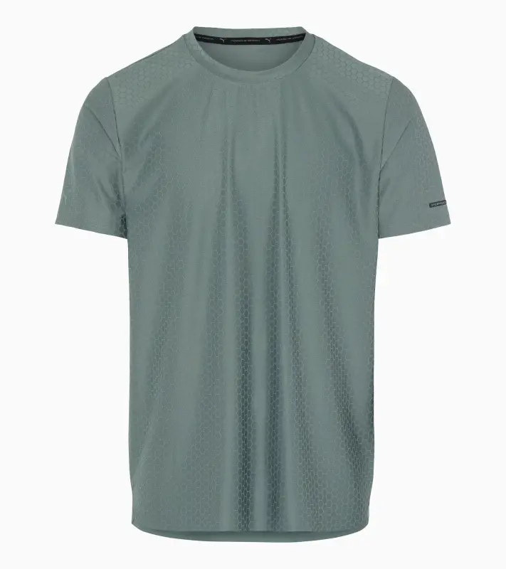 PORSCHE DESIGN Hexagon T-shirt Tričko volnočasové sportovní s kulatým výstřihem logem a šestihranným vzorem mátová zelená