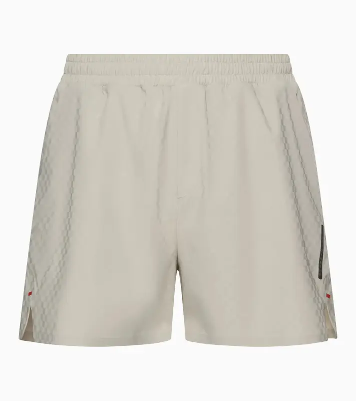 PORSCHE DESIGN Sport-Tex Swim Shorts Plavky koupací šortky s elastickým pasem a kapsičkou na zip z žakárové látky béžová