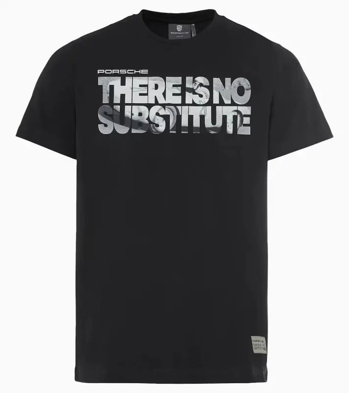 PORSCHE T-Shirt There Is No Substitute Tričko s kulatým výstřihem volnočasové sportovní bavlněné v černé
