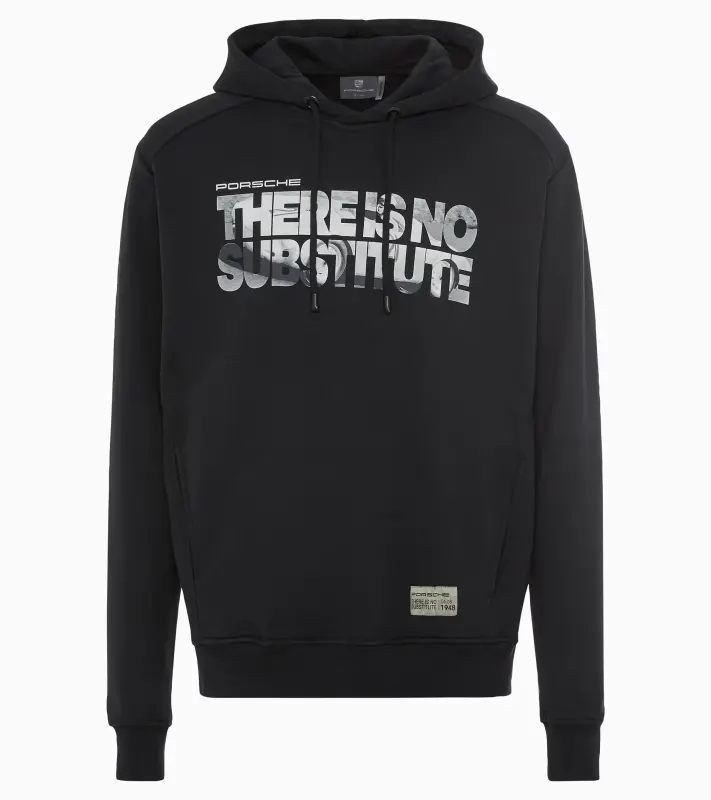 PORSCHE Hoodie There Is No Substitute Mikina klokanka s kapucí volnočasová s náplety černá