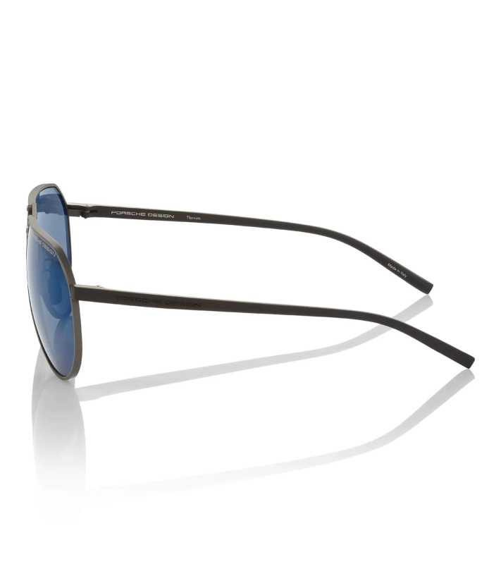 PORSCHE DESIGN Sunglasses P´8938 Hexagon Sluneční brýle šedočerné se skly v tmavě modré a zrcadlové