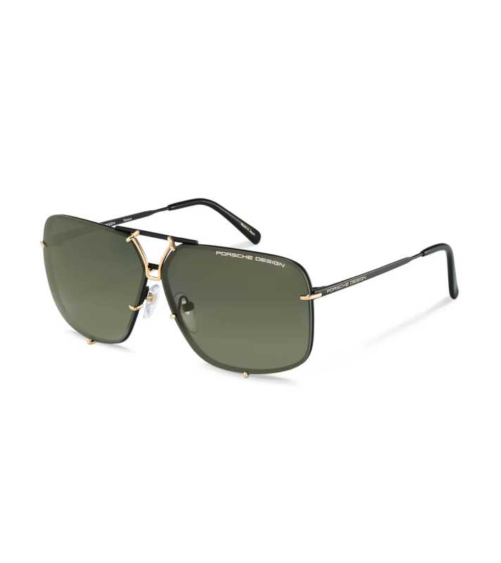 PORSCHE DESIGN Sunglasses P´8928 sluneční brýle černozlaté s vyměnitelnými skly v šedém gradientu nebo olivově zelené
