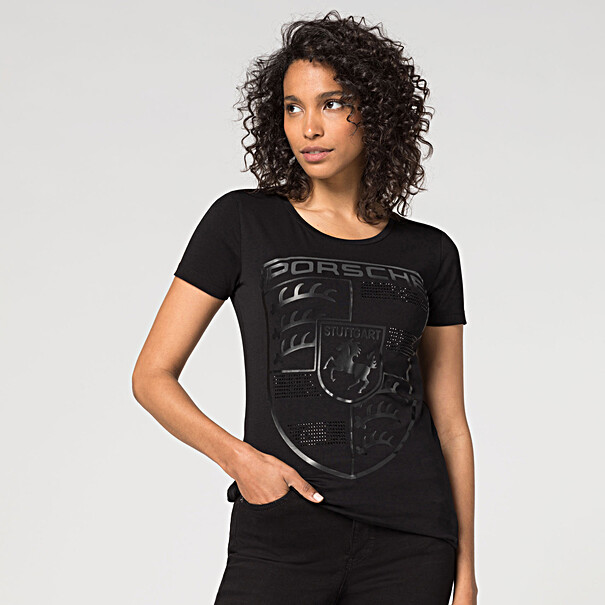 PORSCHE Women’s T-shirt Porsche Crest Tričko dámské s potiskem a dekorací černá