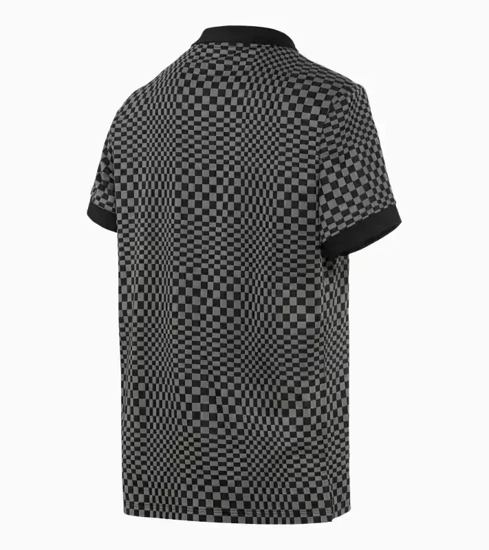 PORSCHE DESIGN Seasonal Polo T-shirt Tričko s límečkem žakárové bavlněné černošedá kostka