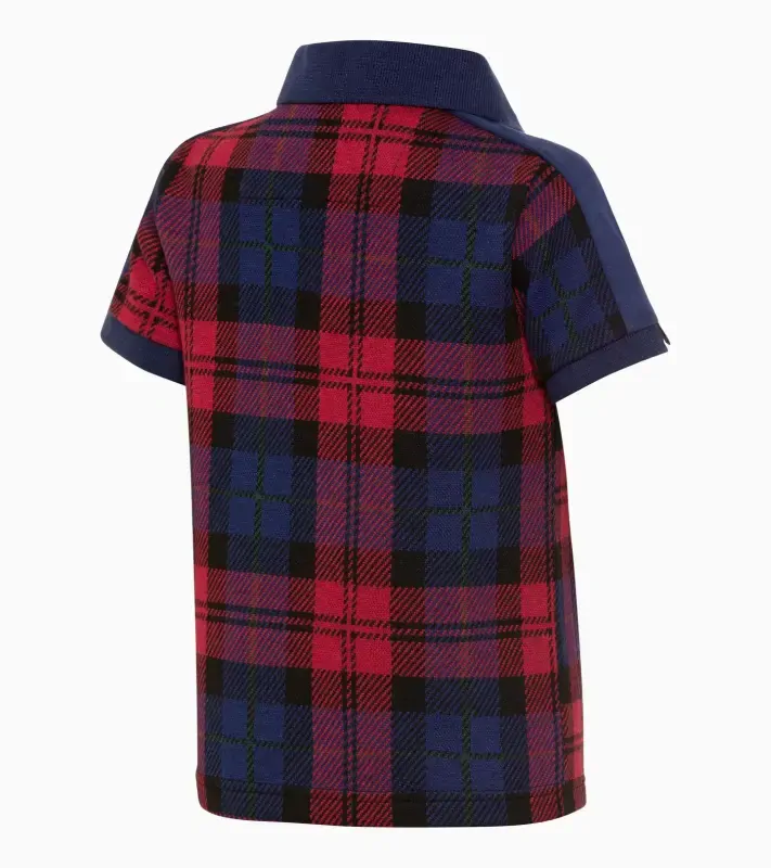 PORSCHE Kids polo shirt Turbo No. 1 Polokošile tričko s límečkem dětské červenomodrá kostka