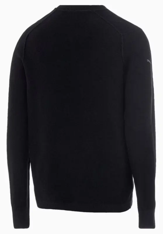 PORSCHE DESIGN Wool Crew Neck Sweater Svetr ke krku z merina s logem černá