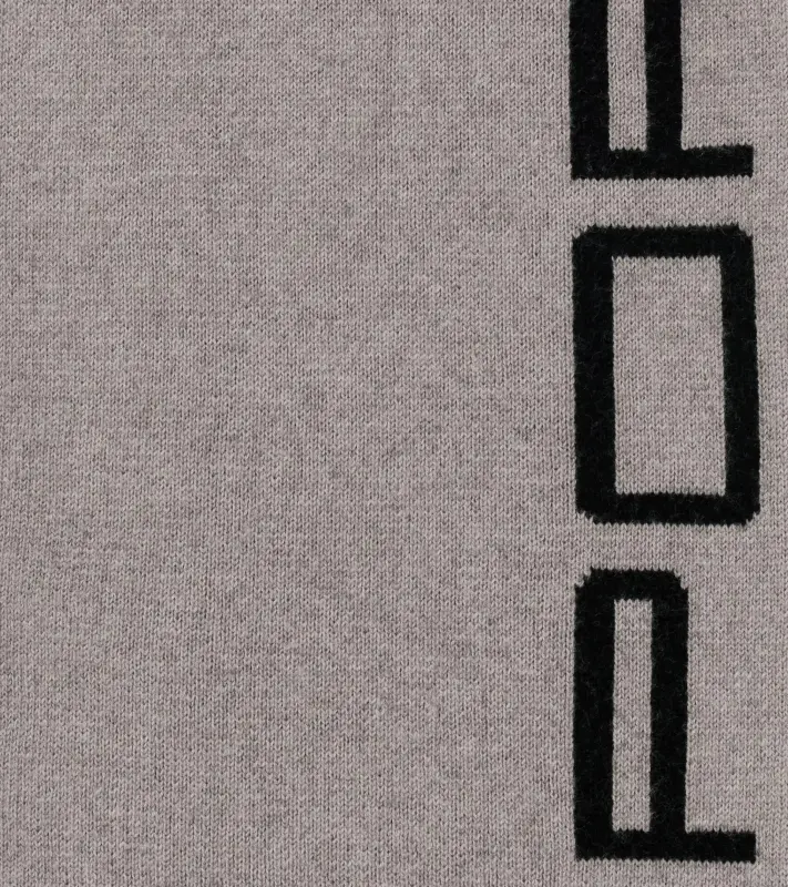 PORSCHE DESIGN Wool scarf Šála sportovního vzhledu zimní pletená z merina šedá s logem