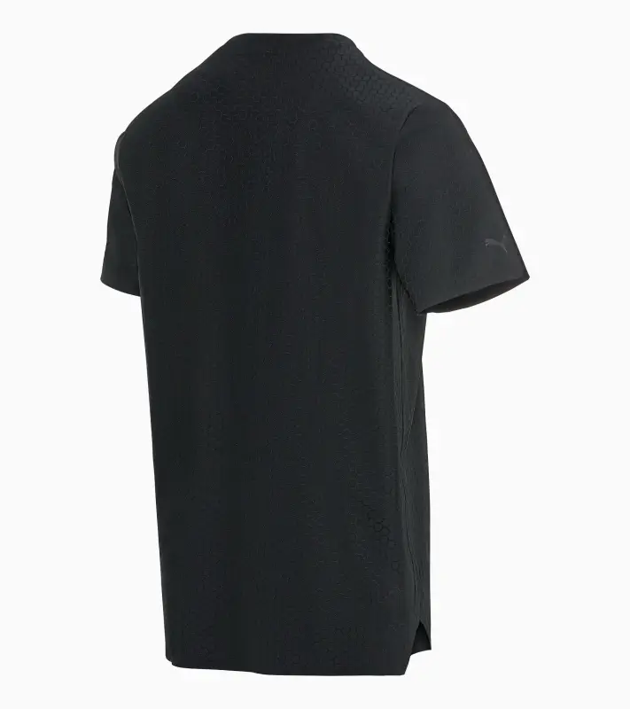 PORSCHE DESIGN Hexagon T-shirt Tričko sportovní s kulatým výstřihem a logem na rukávu s šestiúhelníkovým vzorem černá
