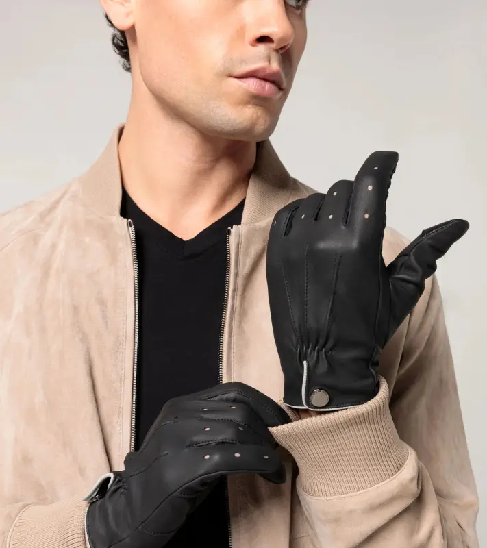 PORSCHE DESIGN Leather Gloves Rukavice pro řidiče kožené sportovního střihu černá
