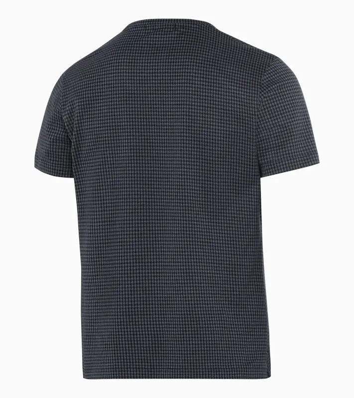 PORSCHE DESIGN Targa T-Shirt Tričko s kulatým výstřihem žakárové s výrazným vzorem pepita černošedá