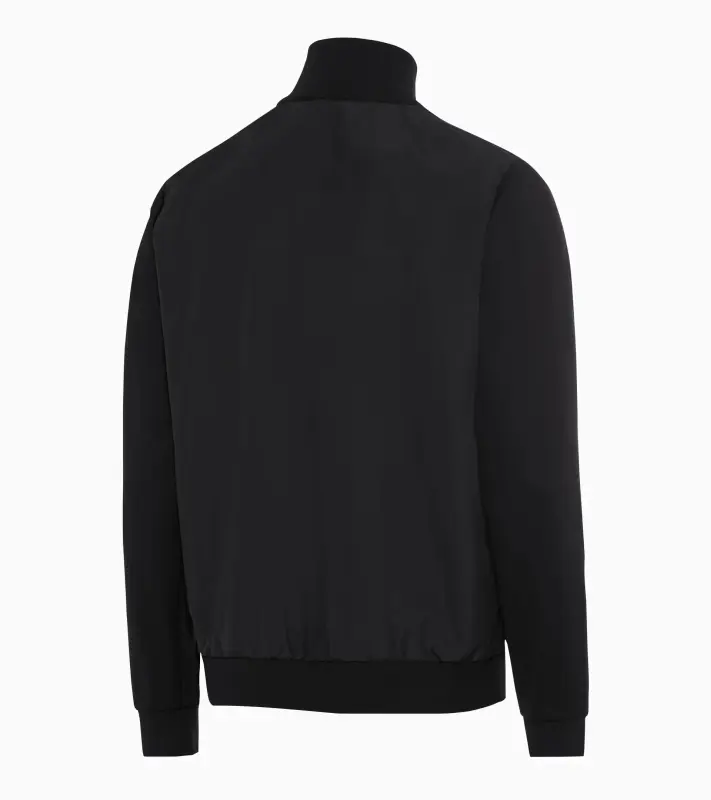 PORSCHE DESIGN Hybrid cardigan Mikina a rozepínací svetr na zip v jednom prošívaná ze dvou materiálů a úplety černá