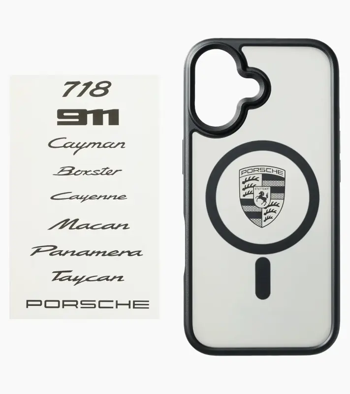 PORSCHE Snap-on case for iPhone® 17 Kryt mobilního telefonu iPhone 17 se znakem Porsche černý hliníkový rámeček