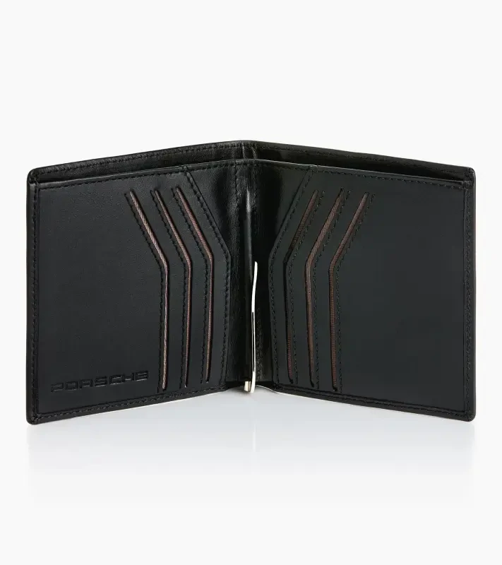 PORSCHE Credit card case with money clip Essential Pouzdro na kreditní karty a sponou na bankovky černé kožené
