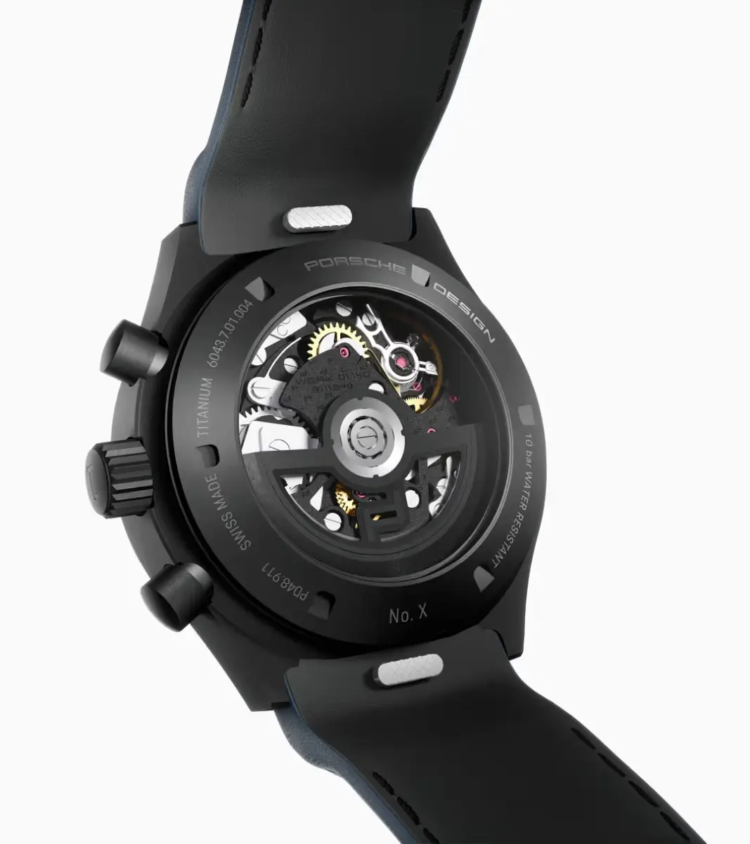 Porsche Design Chronograph 1 – All Black Numbered Edition hodinky s modrým řemínkem