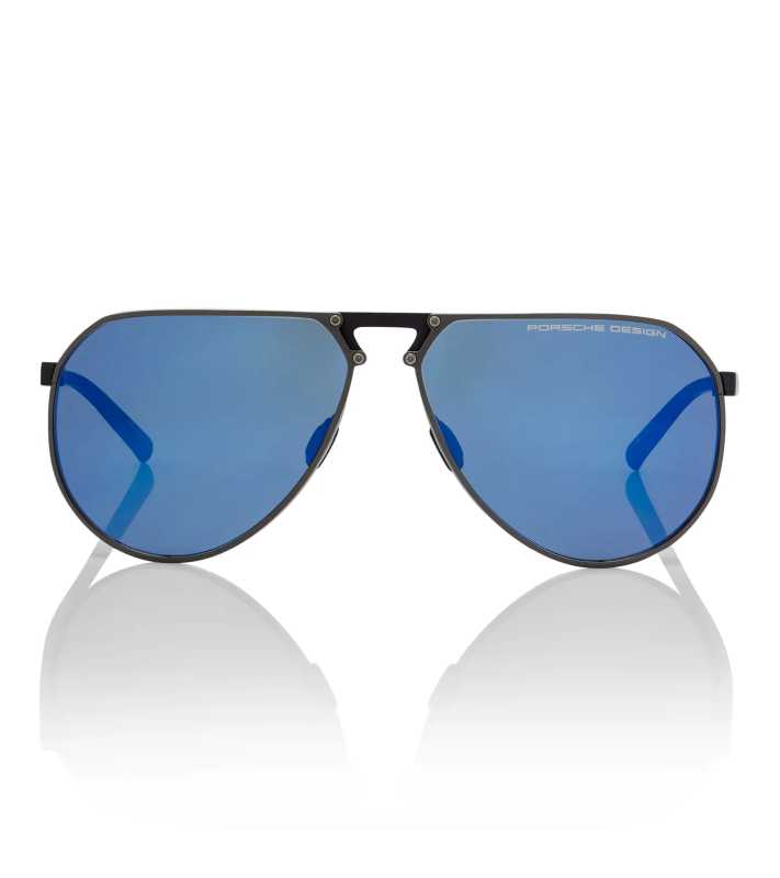 PORSCHE DESIGN Sunglasses P´8938 Hexagon Sluneční brýle šedočerné se skly v tmavě modré a zrcadlové