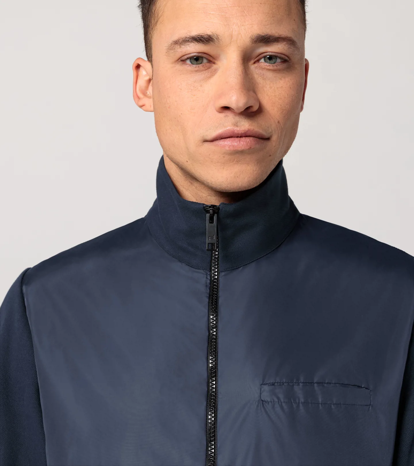 PORSCHE DESIGN Athletic cardigan Bunda s pletenými rukávy a stojáčkem tmavě modrá
