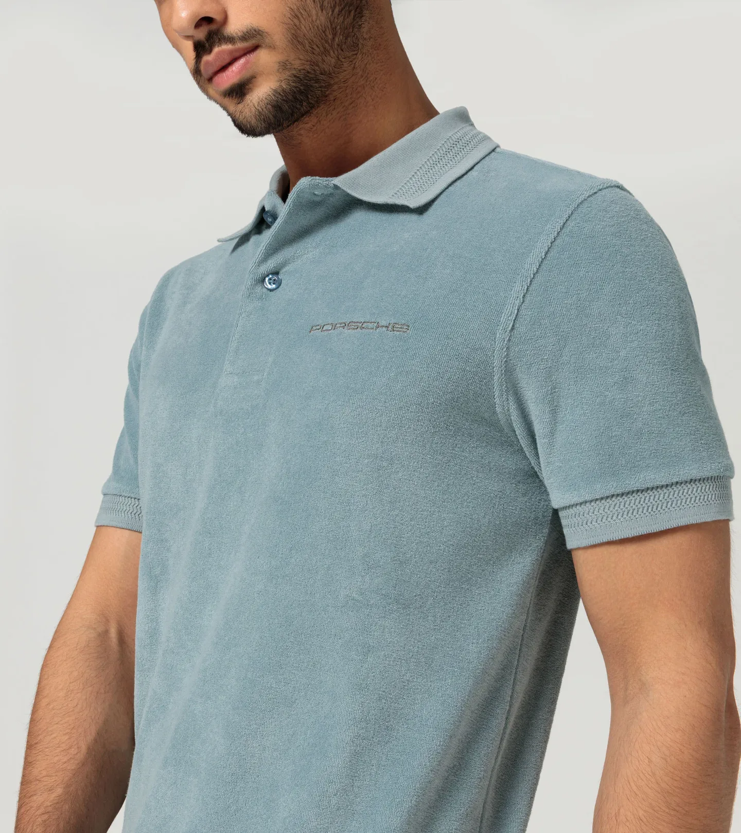 PORSCHE DESIGN Polo shirt 60Y Porsche 911 Tričko s límečkem a knoflíky šedozelená