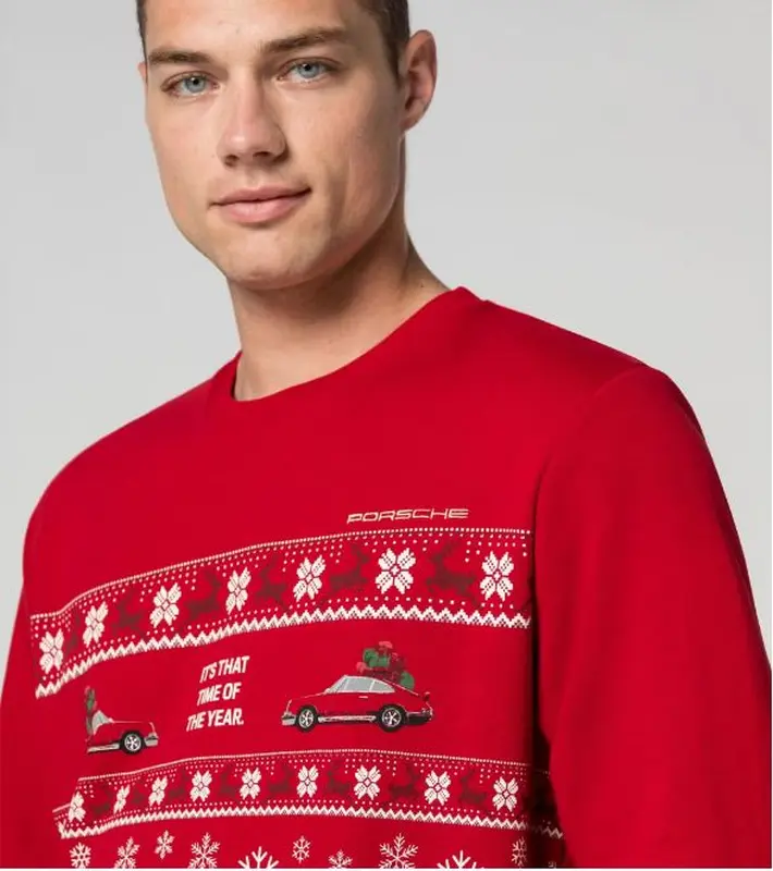 PORSCHE Sweatshirt unisex Christmas Svetr úpletový vánoční červená