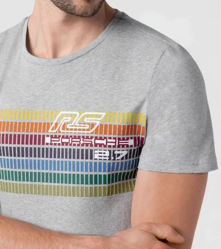 PORSCHE T-shirt RS 2.7 Tričko s kulatým výstřihem šedá s pruhy