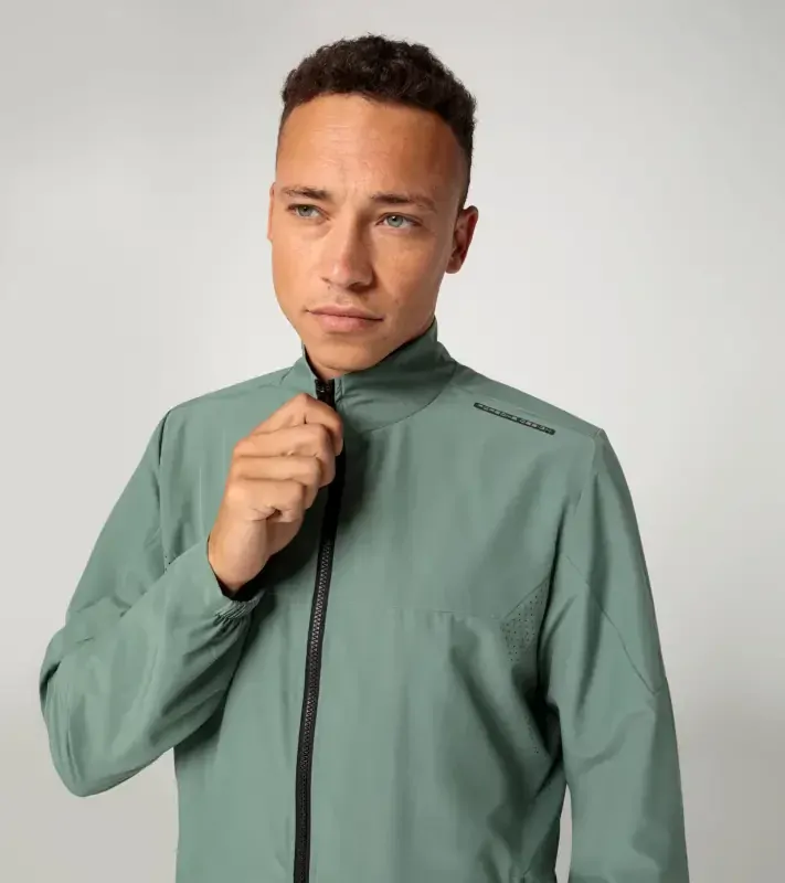 PORSCHE DESIGN Woven tech jacket Bunda tkaná sportovní tech funkční eukalyptová zelená