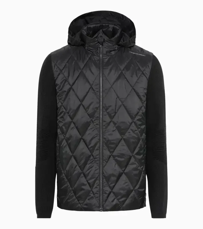 PORSCHE DESIGN Hybrid jacket Bunda prošívaná s pletenými rukávy a kapucí černá