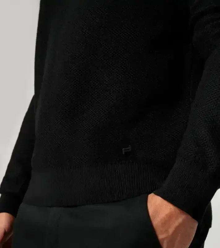 PORSCHE DESIGN Jacquard sweater Svetr společenský žakárový černá