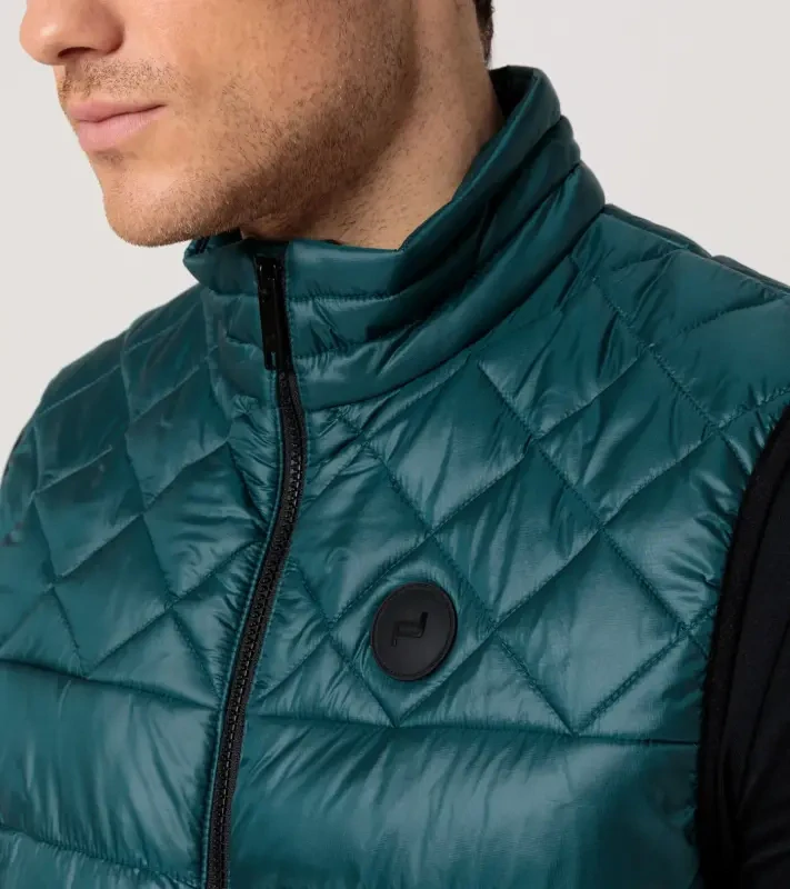 PORSCHE DESIGN Lightweight vest Vesta prošívaná odlehčená na zip petrolejově zelená