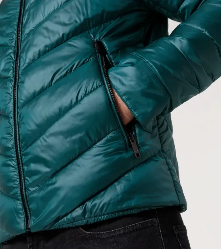 PORSCHE DESIGN Lightweight jacket Bunda prošívaná odlehčená na zip petrolejově zelená