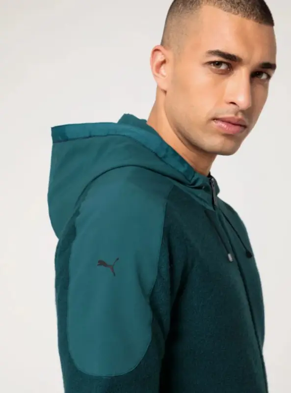 PORSCHE DESIGN Wool Mix Jacket Bunda sportovní s kapucí z merina petrolejově zelenomodrá