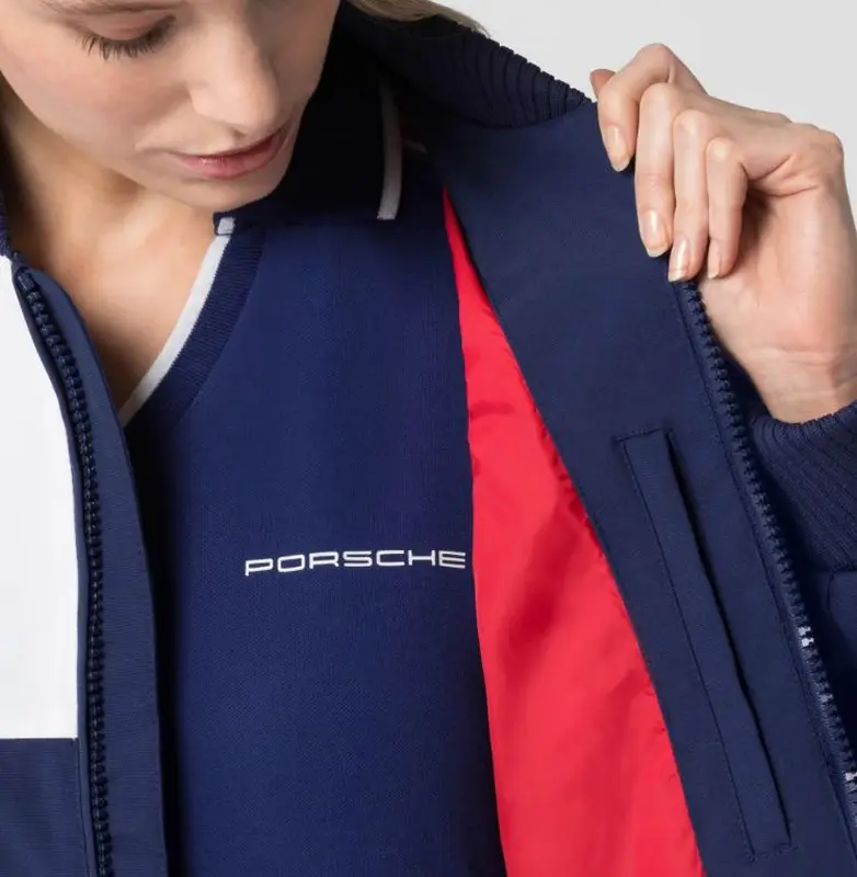PORSCHE Women's jacket Racing Bunda sportovní volnočasová dámská s náplety závodní modrá