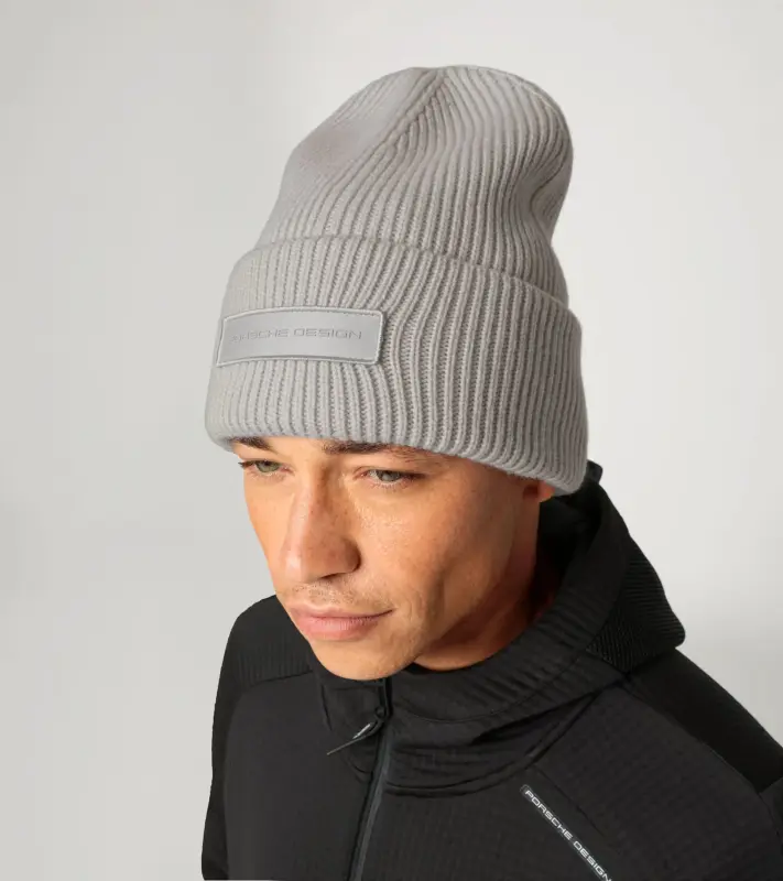 PORSCHE DESIGN Cashmere Beanie Čepice zimní z kašmíru a merina světle šedá