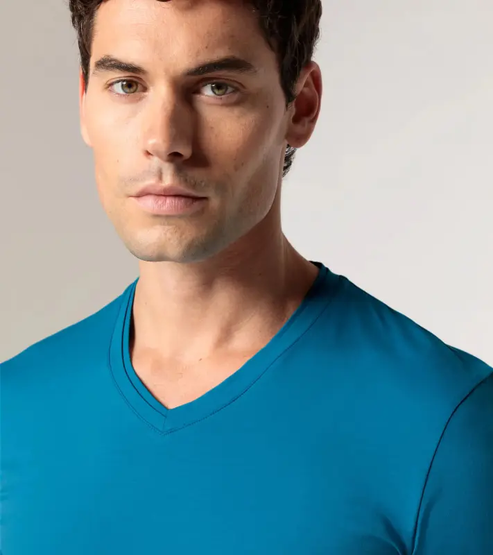 PORSCHE DESIGN V-Neck T-Shirt Tričko s výstřihem do V světle modrá