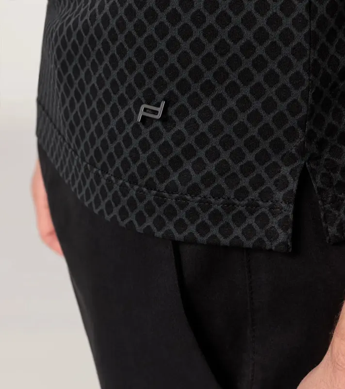 PORSCHE DESIGN Seasonal T-shirt Tričko s kulatým výstřihem žakárové bavlněné černá se vzorem