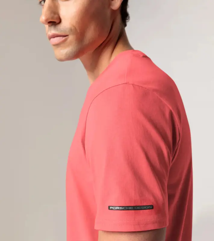 PORSCHE DESIGN T-shirt Essential Tričko volnočasové sportovní s kulatým výstřihem a logem oranžově korálová