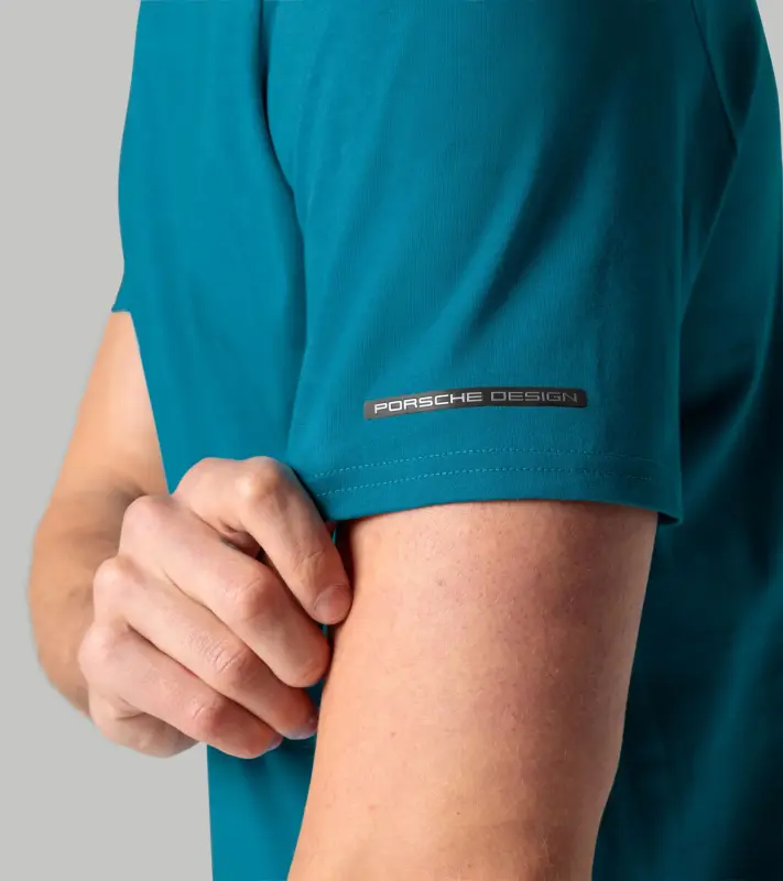 PORSCHE DESIGN T-shirt Essential Tričko volnočasové sportovní s kulatým výstřihem a logem modrá