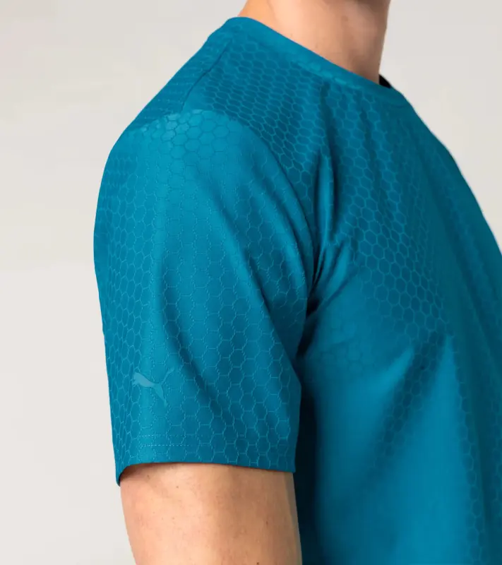 PORSCHE DESIGN Hexagon T-shirt Tričko volnočasové sportovní s kulatým výstřihem logem a šestihranným vzorem modrá