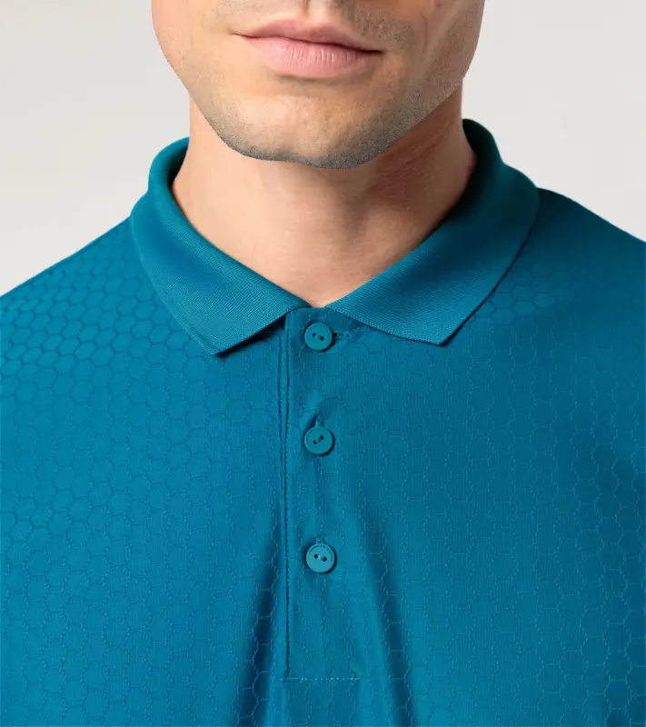 PORSCHE DESIGN Hexagon Polo Shirt Polokošile tričko s límečkem a knoflíčky se šestihranným vzorem modrá