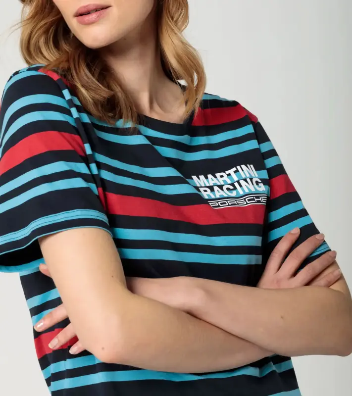 PORSCHE T-Shirt Unisex MARTINI RACING® Tričko s kulatým výstřihem s proužkovaným vzorem soutěžních vozů