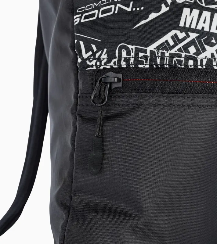 PORSCHE Gym Bag Motorsport Fanwear Taška batůžek na věci na převlečení černobílý potisk