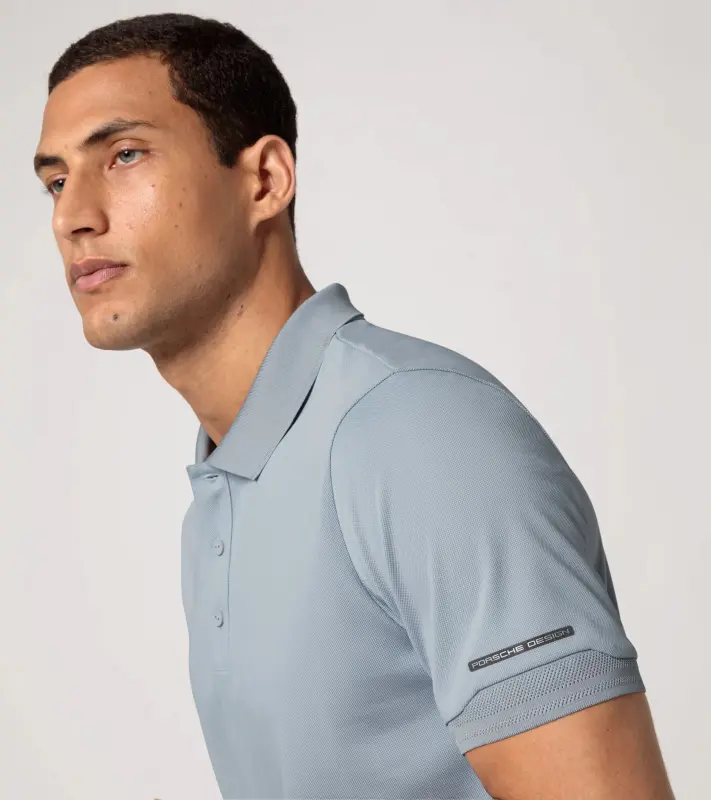 PORSCHE DESIGN Men's Polo Shirt Polokošile tričko s límečkem a knoflíčky světle šedá