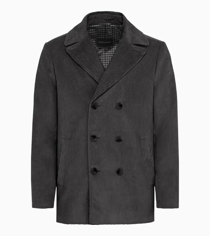 PORSCHE DESIGN Hybrid pea coat Kabát dvouřadý krátký s kombinací materiálů a žakárovou podšívkou antracitová šedá