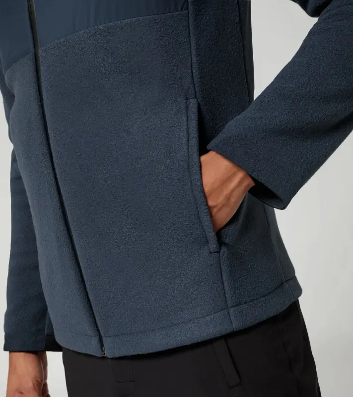 PORSCHE DESIGN Fleece midlayer jacket Bunda mikina flísová na zip s reliéfním vzorem hexagon tmavě modrá