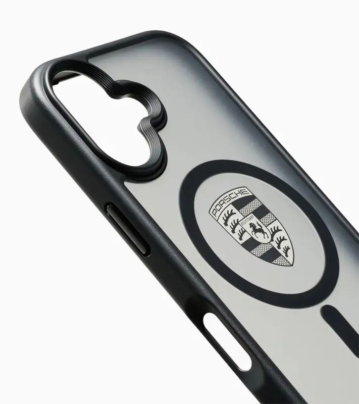 PORSCHE Snap-on case for iPhone® 17 Kryt mobilního telefonu iPhone 17 se znakem Porsche černý hliníkový rámeček