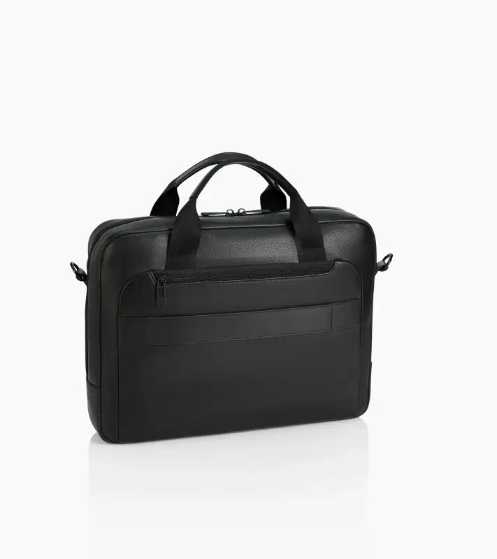 PORSCHE DESIGN Roadster Leather Briefcase Taška aktovka přes rameno kožená s přihrádkou na notebook 15.6" s vnitřním organizérem černá