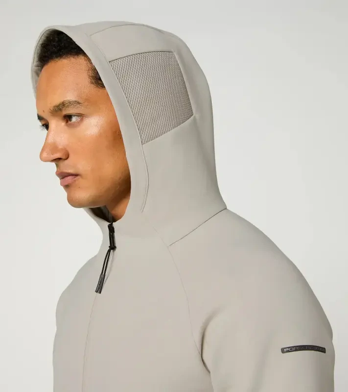 PORSCHE DESIGN Hooded Sweat Jacket Mikina na zip s kapucí decentními logy běžová