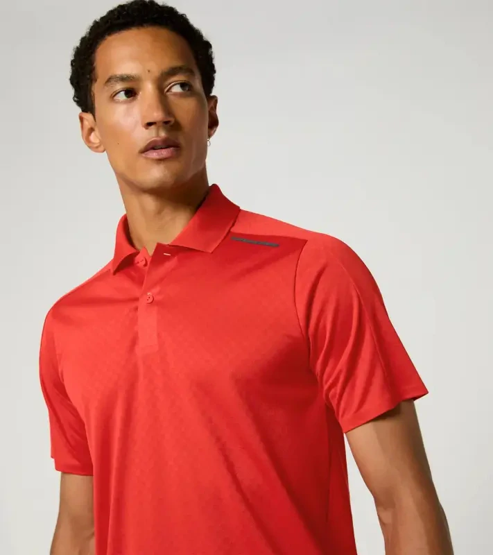 PORSCHE DESIGN Sport-Tex Jacquard Polo Shirt Polokošile tričko žakárové s límečkem a knoflíčky lávově oranžová