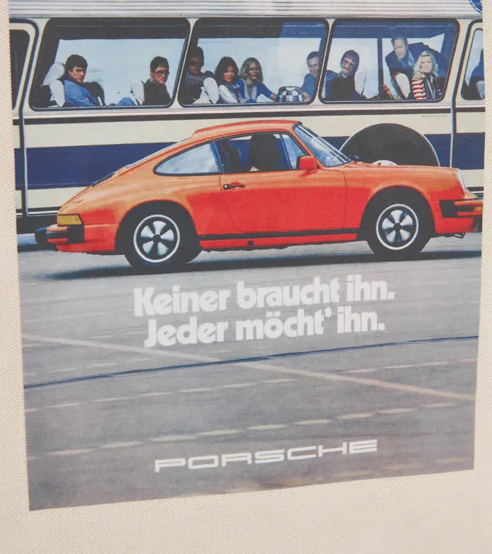 PORSCHE Retro Canvas Bag Fan Community Taška látková nákupní evokující devadesátky s potiskem béžová