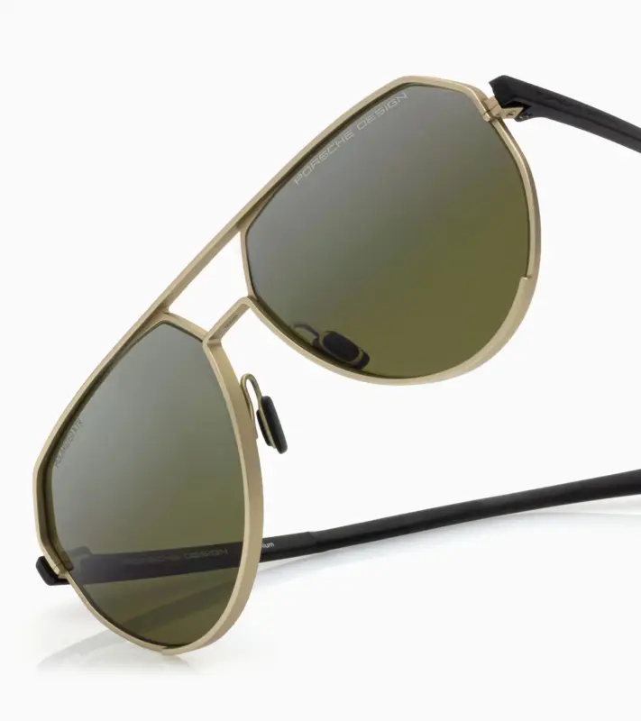 PORSCHE DESIGN P'8996 Targa #3 Sunglasses Sluneční brýle černozlaté s polarizovanými zelenými skly se zrcadlovým efektem