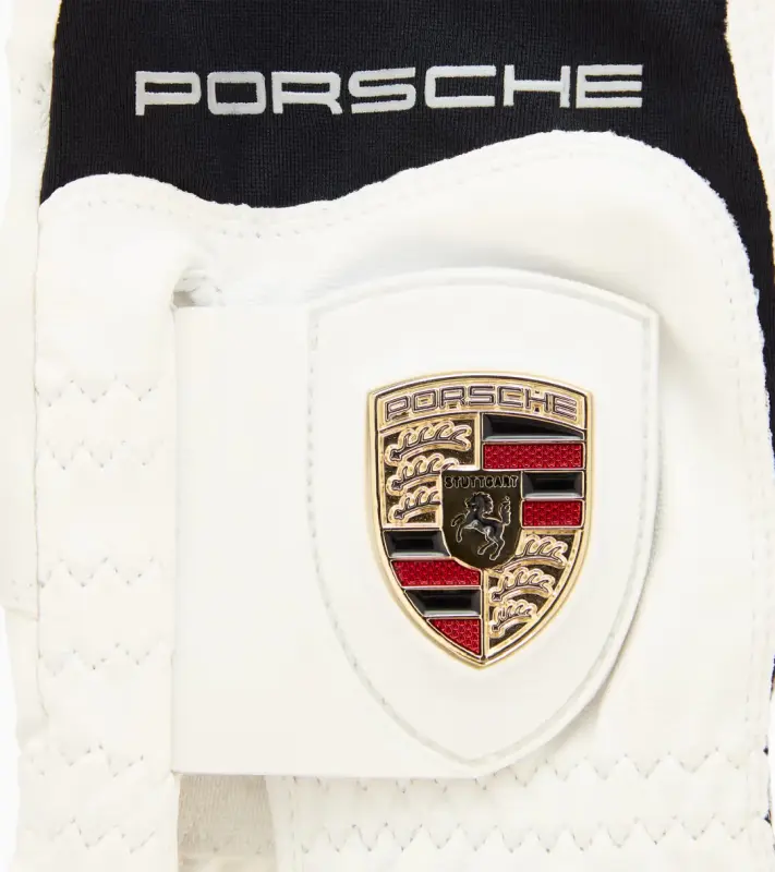PORSCHE Men's Golf Glove Rukavice pánská na golf levá černobílá s logem a erbem